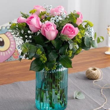玫瑰瓶插花简约玻璃瓶办公桌茶几餐桌观赏花卉